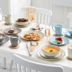 Vancasso Navia Nature 16 Teilig Kombiservice, Geschirrset Aus Steingut In 4 Farbkombi (Erdfarben, Hellblau, Cremefarben, Beige), Vintage Design -LuxeTafel Verkäufe b756b6b89a246f9d524d63047012d7c5