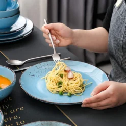 Vancasso Serie Navia Oceano, 16 Teilig Essservice Set Aus Steingut, Tafeiservice Für 4 Personen, Wasserblau, Vintage Aussehen, Natur Design -LuxeTafel Verkäufe b84febd1f36becd90ea6054b27cfad0b