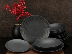 CreaTable 23211 Tafelservice Elements Collection Vesuvio Black Für 4 Personen, Steinzeug, Schwarz/grau (1 Set, 12-teilig) -LuxeTafel Verkäufe b913e4c96ca645a30d0218b80fb30e64