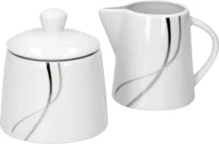 Van Well Kombiservice Silver Night 62-tlg 6 Personen, Tafel + Kaffee + Zubehör, Linien-Dekor -LuxeTafel Verkäufe bab90bed9bb372e13ab0e12a2c6855e2