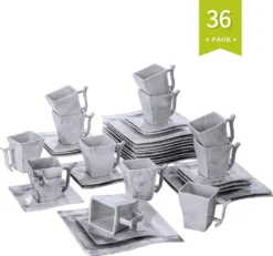 Titelseite 27 MALACASA, Serie Flora, 36 Tlg. Marmor Porzellan Kaffeeservice Geschirrset Mit 12 Kuchenteller, 12 Tasse 220ml, 12 Untertasse Für 12 Personen