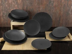 CreaTable 23211 Tafelservice Elements Collection Vesuvio Black Für 4 Personen, Steinzeug, Schwarz/grau (1 Set, 12-teilig) -LuxeTafel Verkäufe bf45f7a5116c5f153a264db98725af39