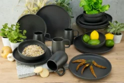 CreaTable 22978 Kombiservice Uno BLACK Für 4 Personen, Steinzeug, Schwarz (1 Set, 16-teilig) -LuxeTafel Verkäufe c1eaeedbe93ef70328e888c816eb6725