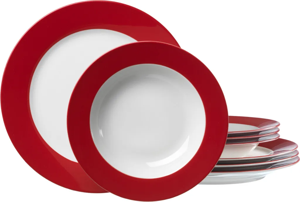 Flirt Tafelservice Doppio Mit Rotem Rand 12-teilig, Porzellan 1 Flirt Tafelservice Doppio Mit Rotem Rand 12-teilig, Porzellan