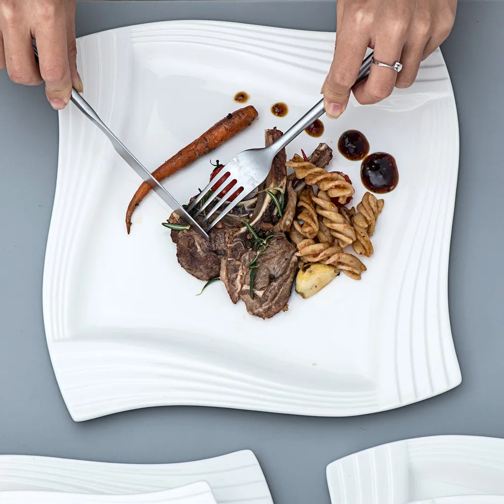 MALACASA, Serie Amparo, Cremeweiß Porzellan Tafelservice 12 Tlg. Set Speiseteller Und Suppenteller Geschirrset Für 6 Personen 3 MALACASA, Serie Amparo, Cremeweiß Porzellan Tafelservice 12 Tlg. Set Speiseteller Und Suppenteller Geschirrset Für 6 Personen – Bild 3