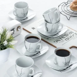 VEWEET, Serie 'Fiona', 100-teilig Porzellan Tafelservice Set, Kombiservice Mit Dessertteller, Speiseteller, Suppenteller, Müslischalen, Kaffeebecher, Kaffeetassen Set, Eierbecher, Milch- Und Zuckerset -LuxeTafel Verkäufe d16b153ef34df0dc09c4ecd45411aa9f