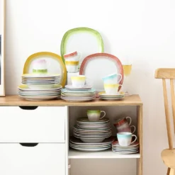 VEWEET Tafelservice 'SPARK' Aus Porzellan, 60-tlg Kombiservice, Kaffeetassen, Untertasse, Dessertteller, Speiseteller Und Suppenteller, Komplettservice Für 12 Personen -LuxeTafel Verkäufe d70c7615b1817b389d4343a73e9b9f56