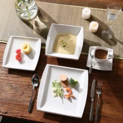 MALACASA, Serie Blance, 60 Tlg. Cremeweiß Porzellan Geschirrset Kombiservice Tafelservice Mit Je 12 Kaffeetassen, 12 Untertassen, 12 Dessertteller, 12 Suppenteller Und 12 Flachteller -LuxeTafel Verkäufe d84164a65423c00212b5ffedef266e24