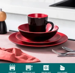 Vancasso Tafelservice Steinzeug, Allegro 16 Teiliges Essgeschirr Kombiservice, Handbemaltes Geschirrset Für 4 Personen, Vintage Rot -LuxeTafel Verkäufe deee72a0b90b8b5ffad7914fffa5a8f3