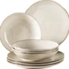 Mäser 931371 Nottingham Vintage Tafel-Service Für 4 Personen Mit Speiseteller Und Suppenteller Im Retro-Look, Steinzeug, Beige, 8-teilig (1 Set)