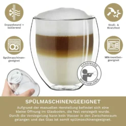 Creano Doppelwandige Gläser 400ml „DG-Bauchig“, 4er Set, Großes Thermoglas Doppelwandig Aus Borosilikatglas, Kaffeegläser, Teegläser, Latte Gläser, Doppelwandgläser -LuxeTafel Verkäufe f21f88c5ee2986d8bb2d24085fd71ce5