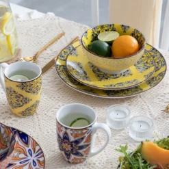 Vancasso Tafelservice Porzellan, JASMIN 16 Teiliges Essgeschirr Kombiservice, Handbemaltes Geschirrset Für 4 Personen, Böhmischer Stil -LuxeTafel Verkäufe f44533614470ea4bdbd47439196e5533