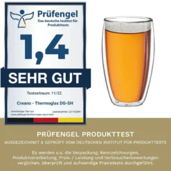 Creano Doppelwandiges Thermoglas 400ml „DG-SH“, Großes Doppelwandglas Aus Borosilikatglas, Doppelwandige Kaffeegläser, Teegläser, Latte Gläser 4er Set -LuxeTafel Verkäufe f61ad3ee3dba673d42ccd0dd796c0990