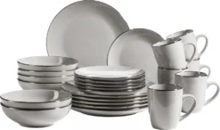 Mäser 931628 Kombiservice Metallic RIM Für 6 Personen, Steinzeug, Grau (1 Set, 24-teilig) -LuxeTafel Verkäufe f97edb20695e6dabb9ffad169306420d